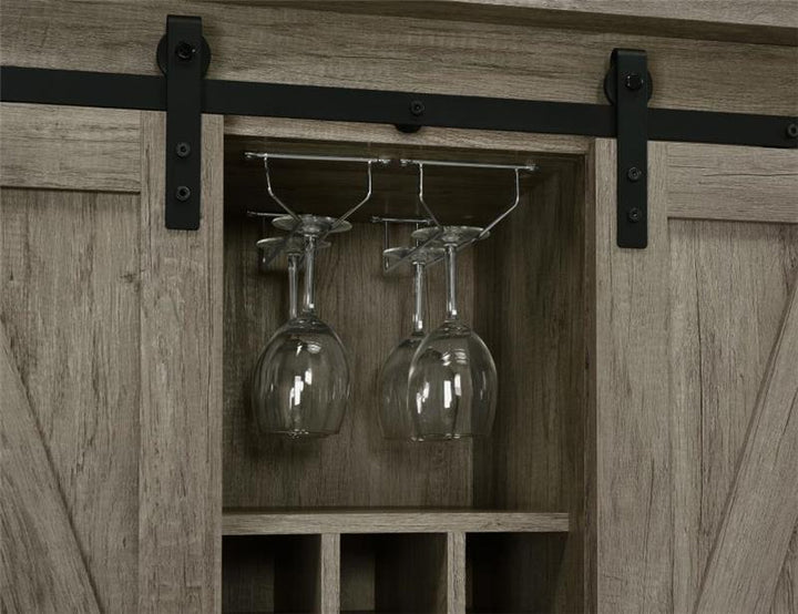 Claremont Sliding Door Bar Cabinet with Lower Shelf Grey Driftwood (183038)