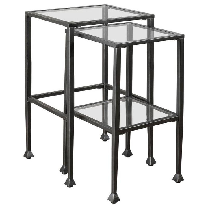Leilani 2-piece Glass Top Nesting Tables Black (901073)