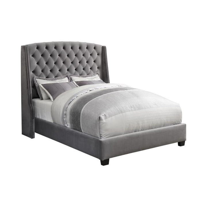 Pissarro Eastern King Tufted Upholstered Bed Grey (300515KE)