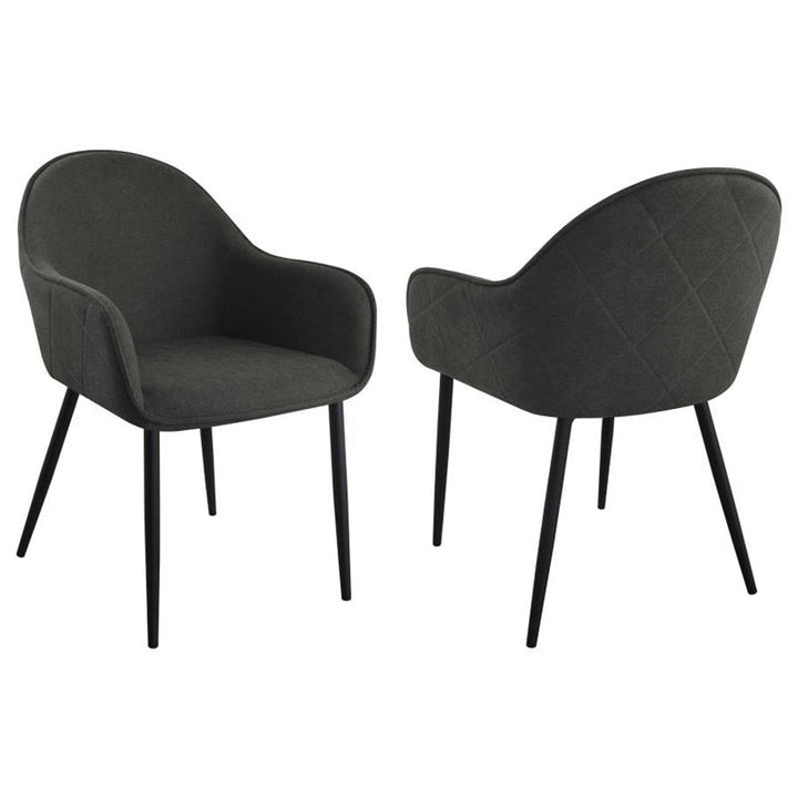 Emma Upholstered Dining Arm Chair Charcoal and Black (Set of 2) (115593)