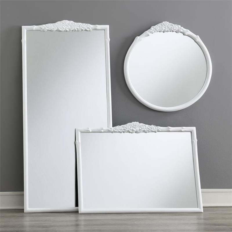 Sylvie French Provincial Round Wall Floor Mirror White (969533GWT)