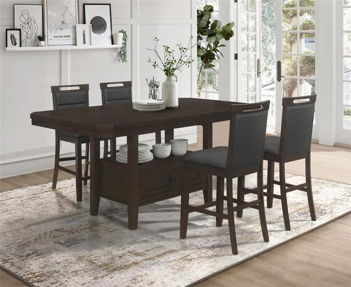 Prentiss 5-piece Rectangular Counter Height Dining Set with Butterfly Leaf Cappuccino (193108-S5)