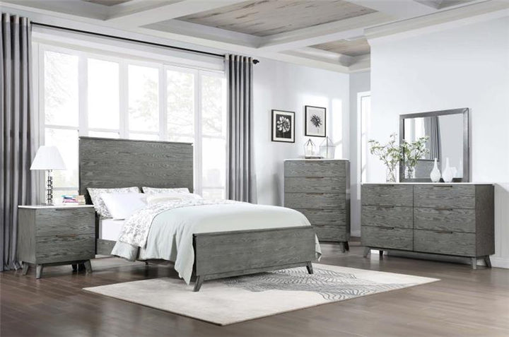 Nathan High Headboard Eastern King Panel Bed Grey (224601KE)