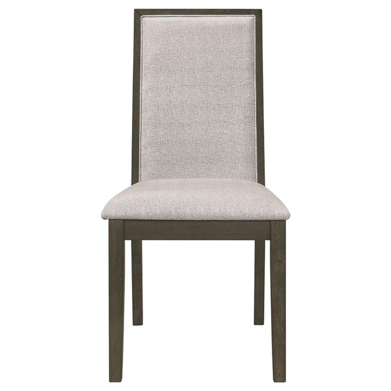 Kelly Upholstered Solid Back Dining Side Chair Beige and Dark Grey (Set of 2) (107962)