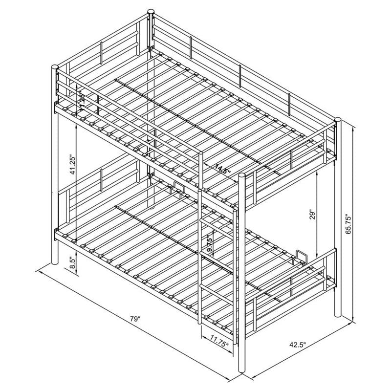 Hayward Twin Over Twin Bunk Bed Black (460072B)