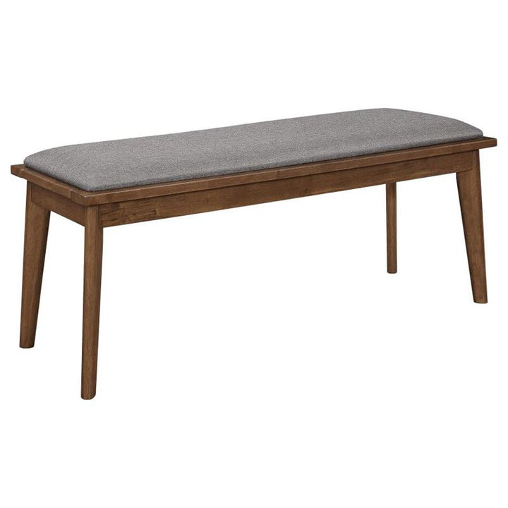 Alfredo Upholstered Dining Bench Grey and Natural Walnut (108083)