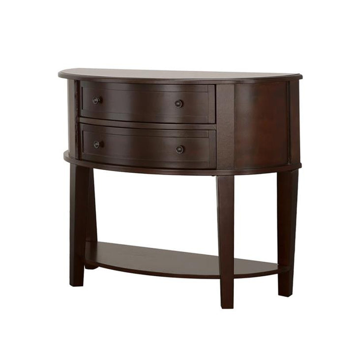 Diane 2-drawer Demilune Shape Console Table Cappuccino (950156)