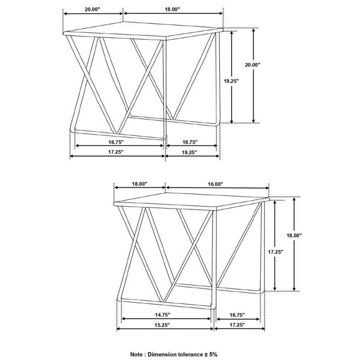 Bette 2-piece Nesting Table Set White and Gold (930075)