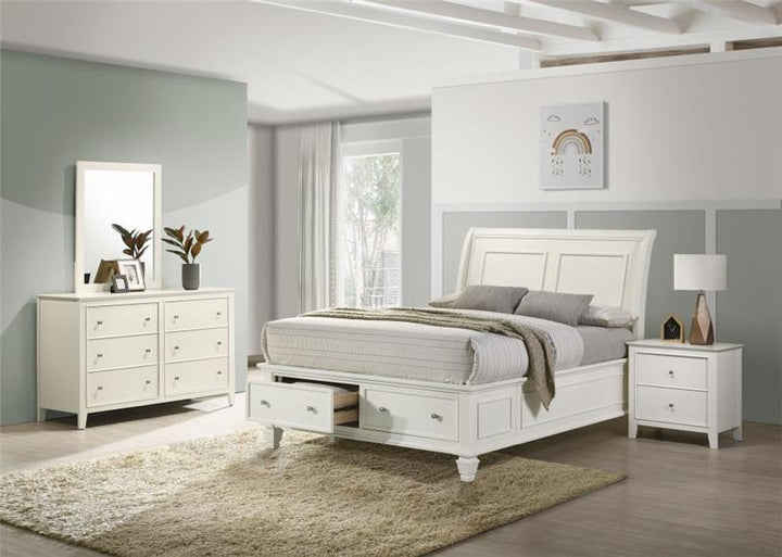 Selena Storage Bedroom Set with Sleigh Headboard Buttermilk (400239F-S4)