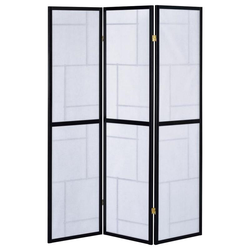 Damis 3-panel Folding Floor Screen Black and White (900102)