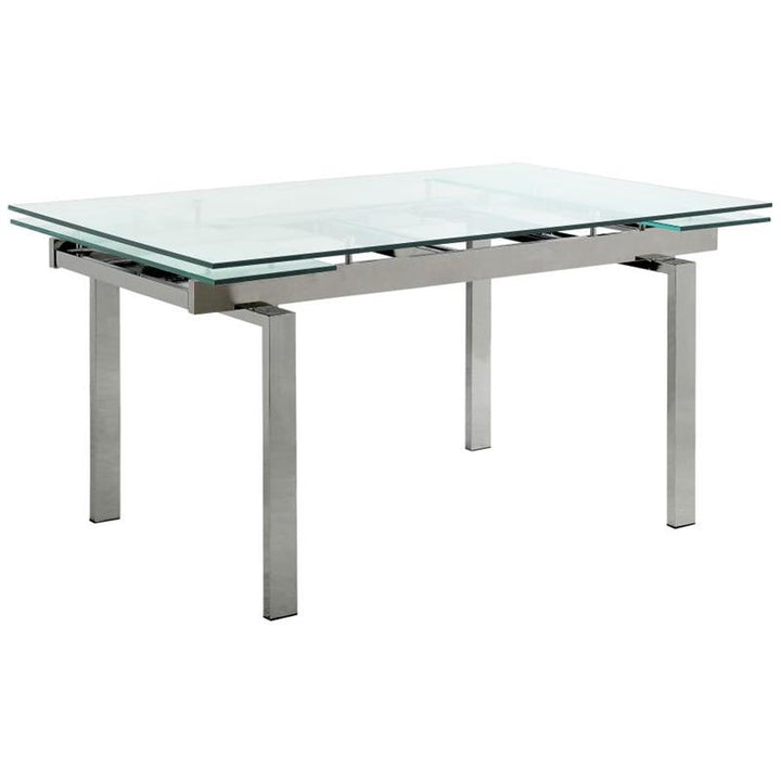 Wexford Glass Top Dining Table with Extension Leaves Chrome (106281)