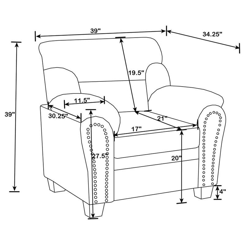 Clementine Upholstered Pillow Top Arm Living Room Set (506574-S3)