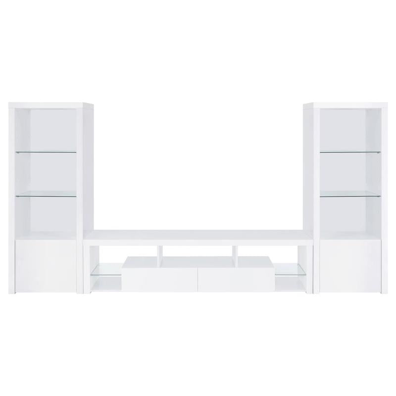 Jude 2-drawer 71" TV Stand With Shelving White High Gloss (704251)