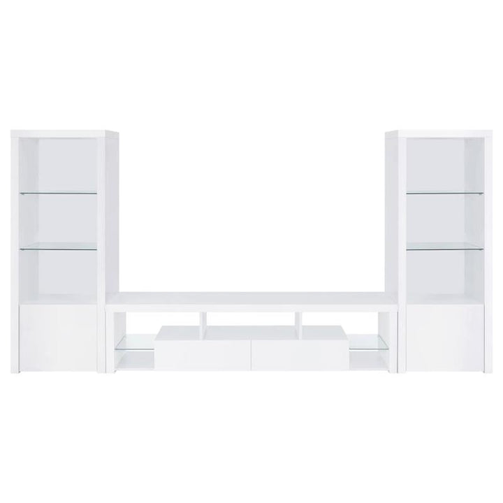 Jude 2-drawer 71" TV Stand With Shelving White High Gloss (704251)