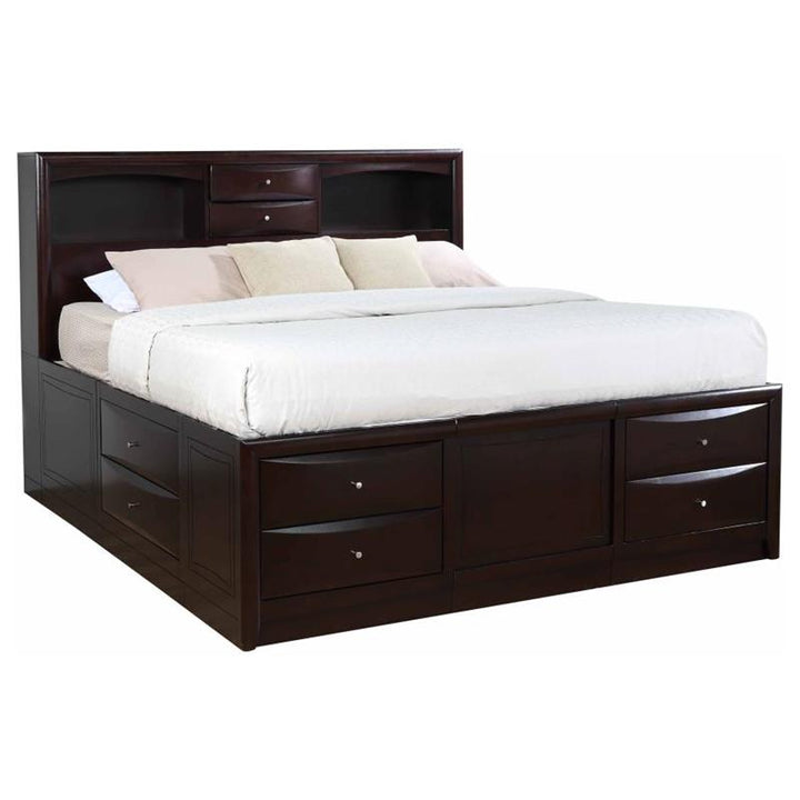 Phoenix Bedroom Set with Bookcase Headboard Deep Cappuccino (200409KW-S4)