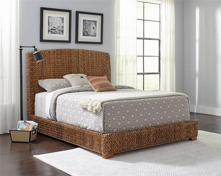 Laughton Hand-Woven Banana Leaf Queen Bed Amber (300501Q)