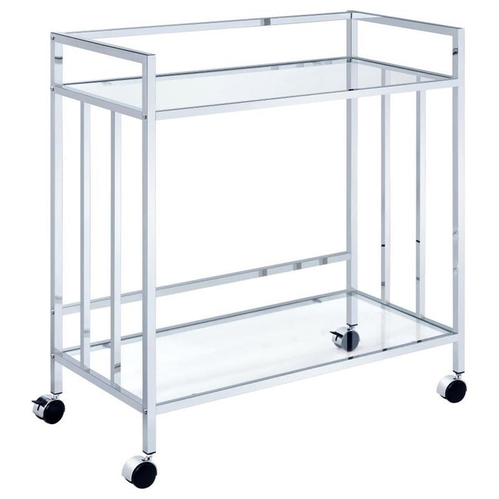 Cara Rectangular Glass Bar Cart Chrome (181382)