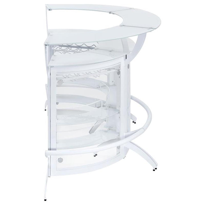 Dallas 2-shelf Curved Home Bar White and Frosted Glass (Set of 3) (182136-S3)