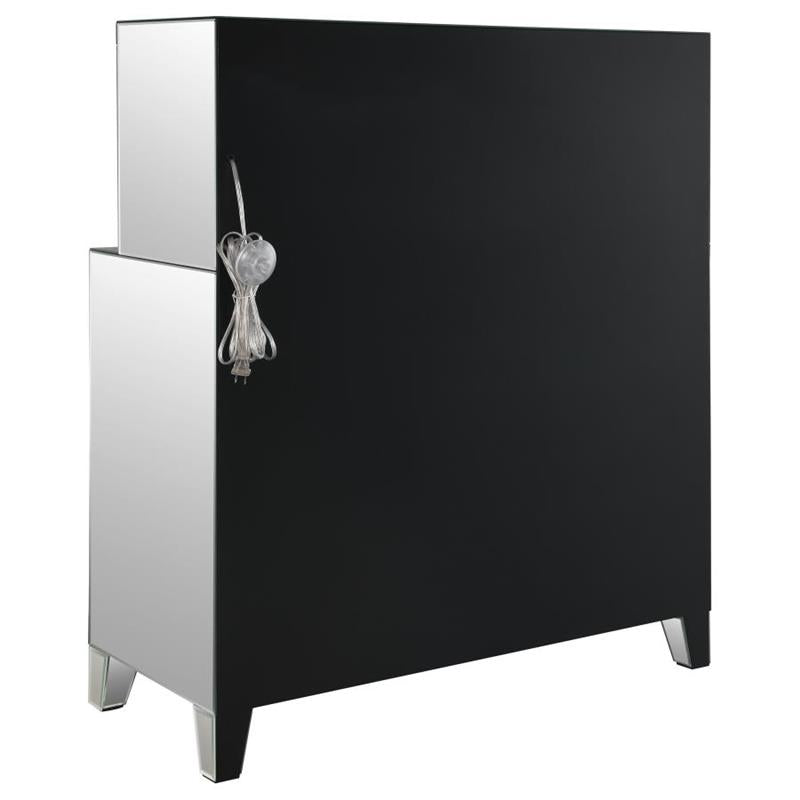 Yvaine 2-door Mirrored Wine Cabinet with Faux Crystal Inlay Silver (115585)