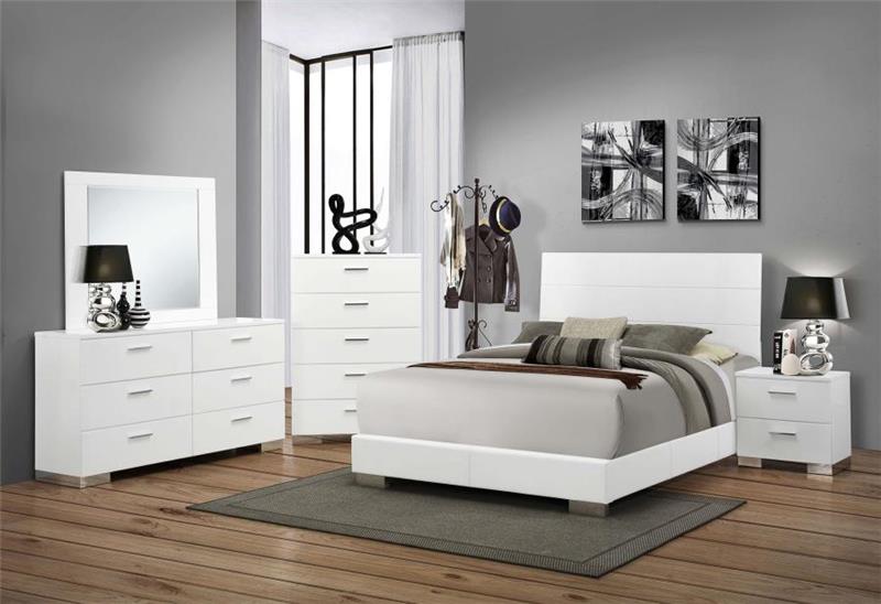 Felicity 6-piece California King Bedroom Set Glossy White (203501KW-S6)