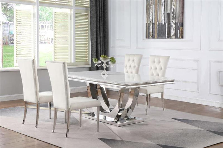 Kerwin 5-piece Dining Room Set White and Chrome (111101-S5W)