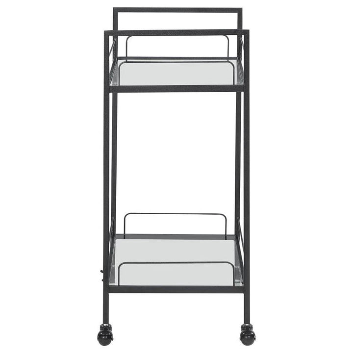 Curltis Serving Cart with Glass Shelves Clear and Black (181065)