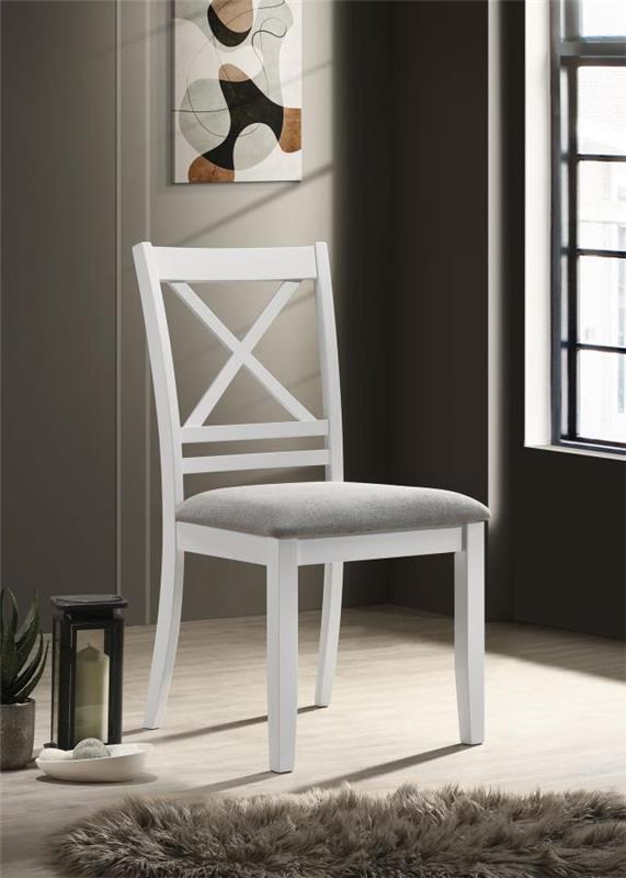 Hollis Cross Back Wood Dining Side Chair White (Set of 2) (122242)