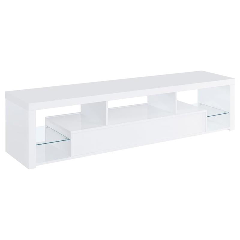 Jude 2-drawer 71" TV Stand With Shelving White High Gloss (704251)