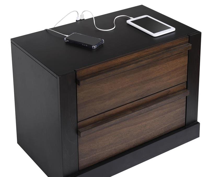 Azalia 2-drawer Nightstand Black and Walnut (224282)