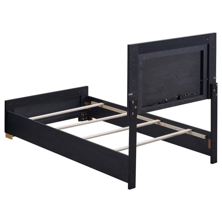 Marceline Twin Bed with LED Headboard Black (222831T)