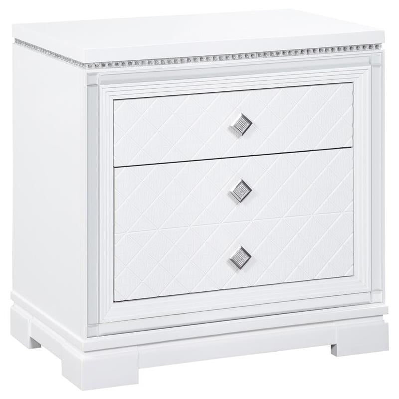 Eleanor Upholstered Tufted Bedroom Set White (223561KW-S5)