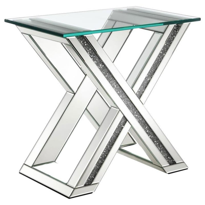 Bonnie X-base Rectangle Glass Top End Table Mirror (707787)