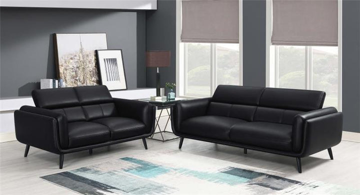 Shania 2-piece Track Arms Living Room Set Black (509921-S2)