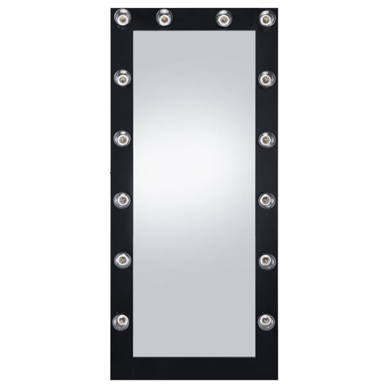 Zayan Full Length Floor Mirror With Lighting Black High Gloss (969557)