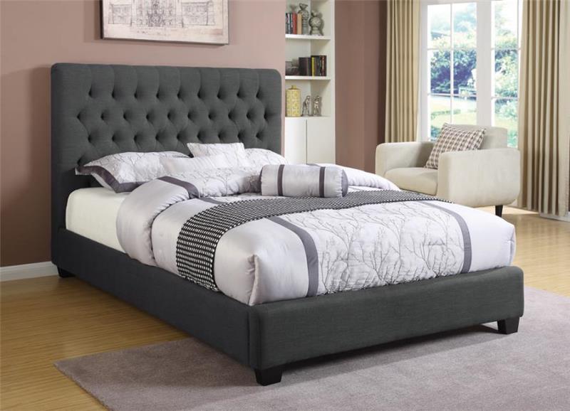 Chloe Tufted Upholstered Eastern King Bed Charcoal (300529KE)