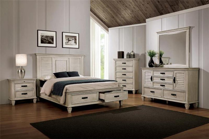 Franco 5-piece Queen Storage Bedroom Set Antique White (205330Q-S5)