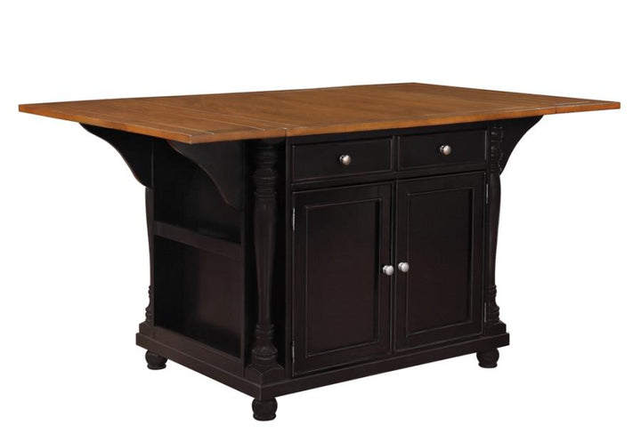 Slater 2-drawer Kitchen Island with Drop Leaves Brown and Black (102270)