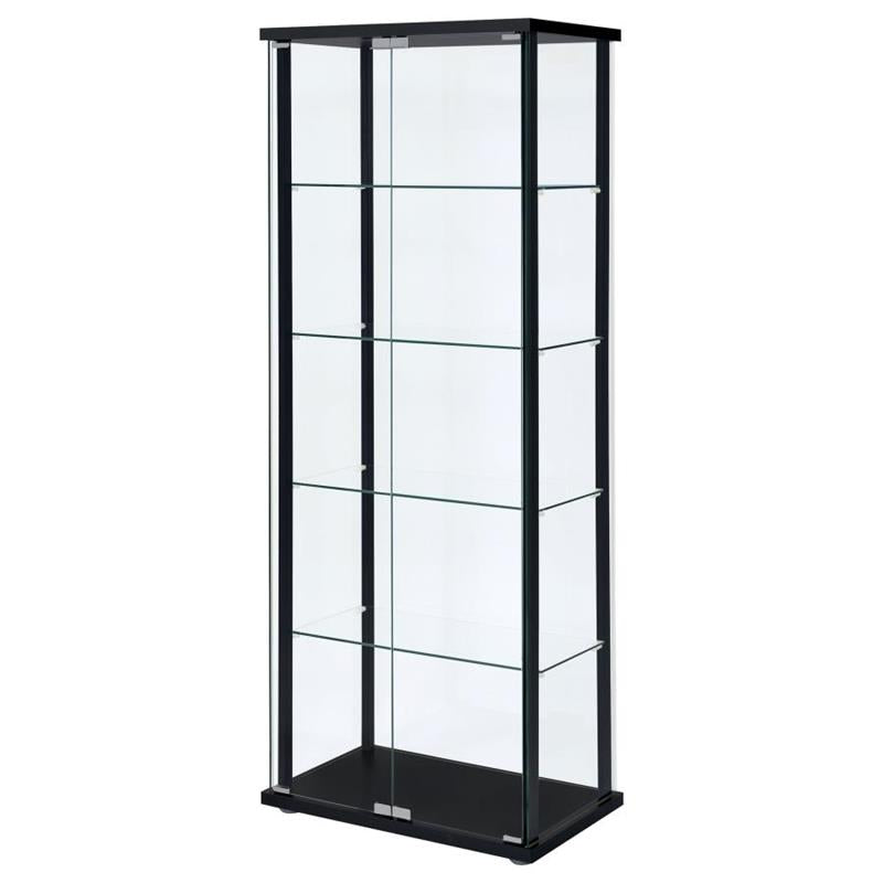 Delphinium 5-shelf Glass Curio Cabinet Black and Clear (950170)