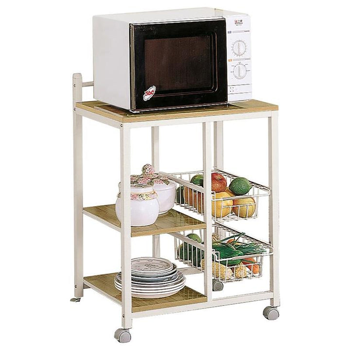 Kelvin 2-shelf Kitchen Cart Natural Brown and White (2506)