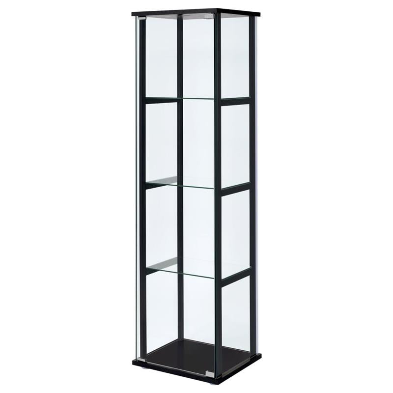 Cyclamen 4-shelf Glass Curio Cabinet Black and Clear (950171)