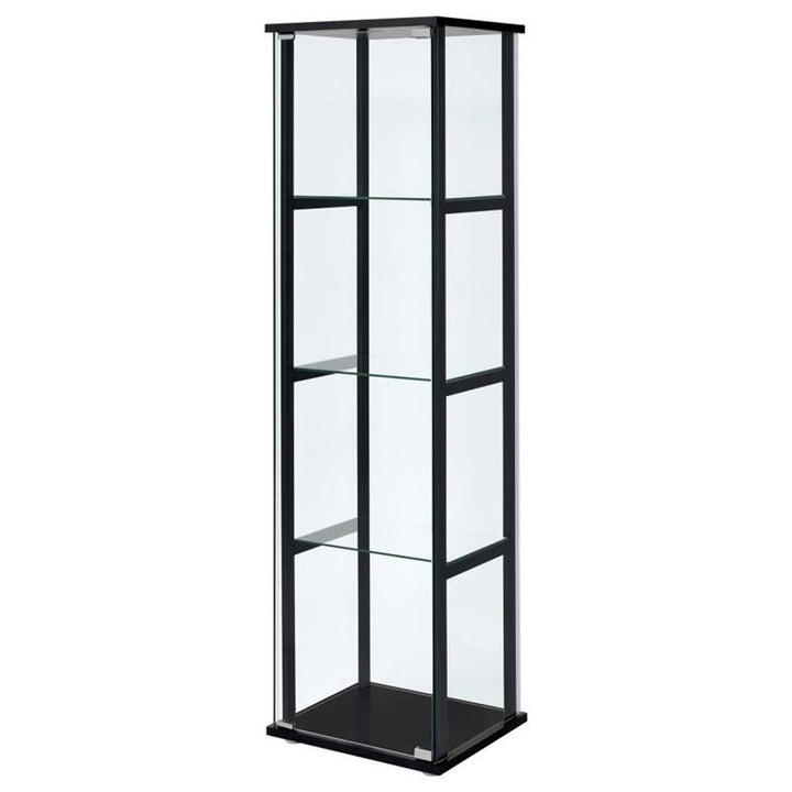 Cyclamen 4-shelf Glass Curio Cabinet Black and Clear (950171)