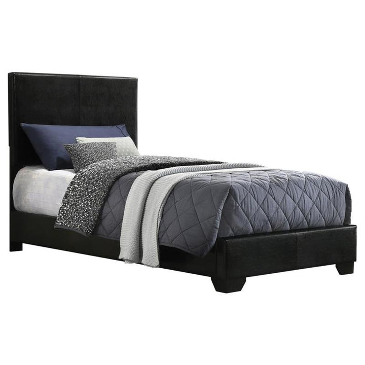 Conner Twin Upholstered Panel Bed Black (300260T)