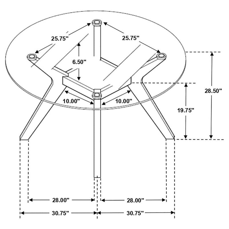 Paxton 48" Round Glass Top Dining Table Clear and Nutmeg (122180BG)