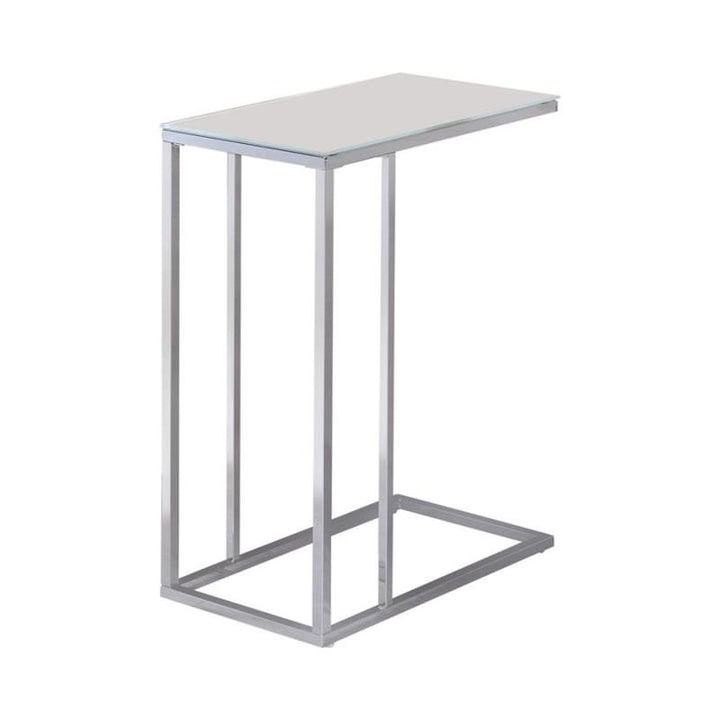 Stella Glass Top Accent Table Chrome and White (900250)