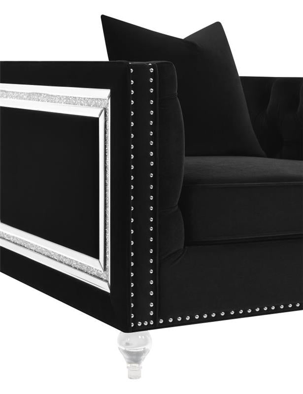 Delilah Upholstered Tufted Tuxedo Arm Sofa Black (509361)