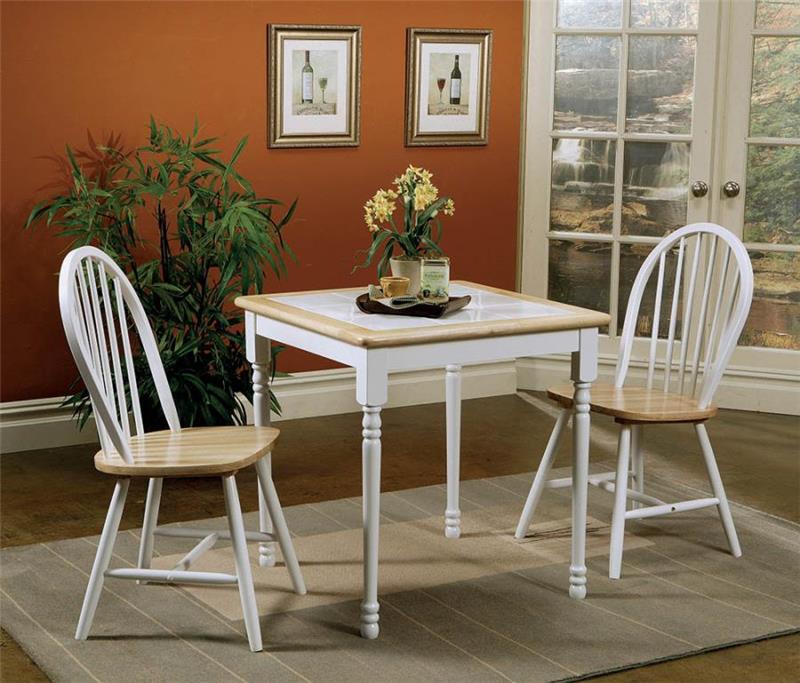 Cinder Windsor Side Chairs Natural Brown and White (Set of 4) (4129)