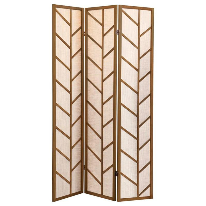 Mila Foldable 3-panel Screen Walnut and Linen (962923)