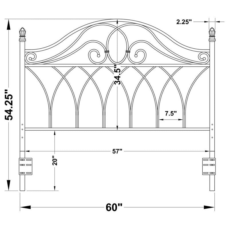 Zola Queen / Full Metal Scroll Headboard Brown (300186QF)