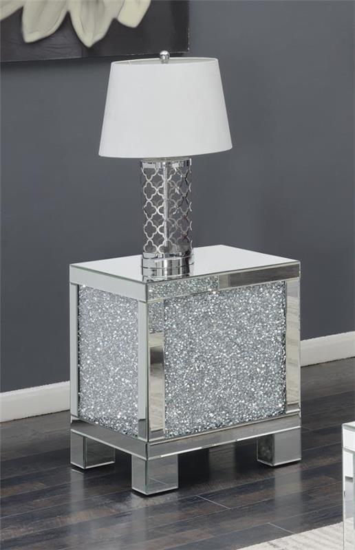 Gillian Square End Table Silver and Clear Mirror (722497)