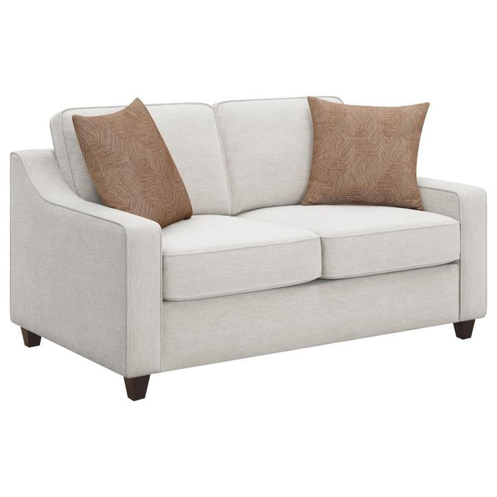 Christine Upholstered Cushion Back Loveseat Beige (552062)